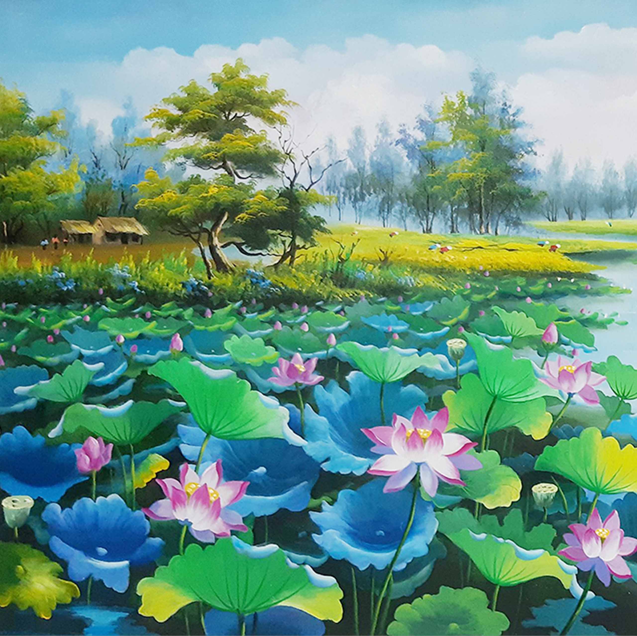 Lotus oil painting - TSD303LHAR